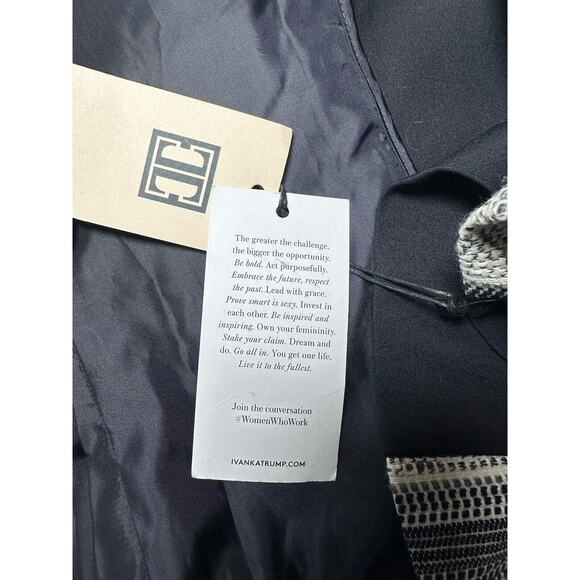 Ivanka Trump Women's Blue Striped Tweed Fringe Zip Blazer Jacket Size 6 NWT - Picture 8 of 11